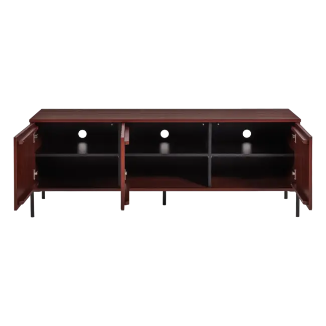 Woood New gravure tv meubel 150 cm grenen Bordeauxrood fsc]