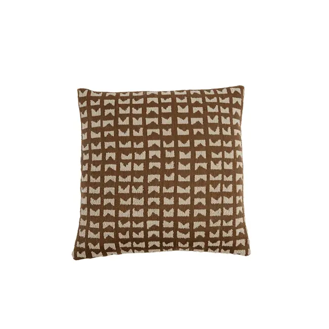 Light en Living Kussen 45x45 cm SONTRA donker bruin+taupe veren gevuld