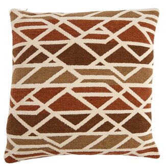Light en Living Kussen 45x45 cm FULDOS terra+crème veren gevuld