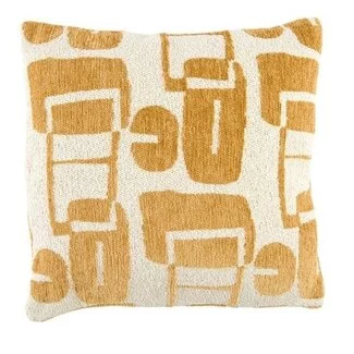 Light en Living Kussen 45x45 cm LYSS mosterd geel+crème veren gevuld