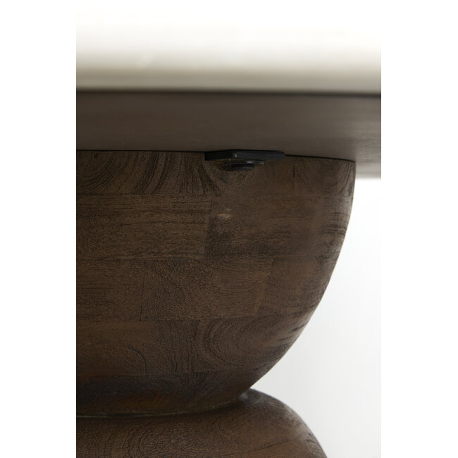 Light en Living Eettafel Ø120x76 cm SOY marmer zand+mango hout choco bruin