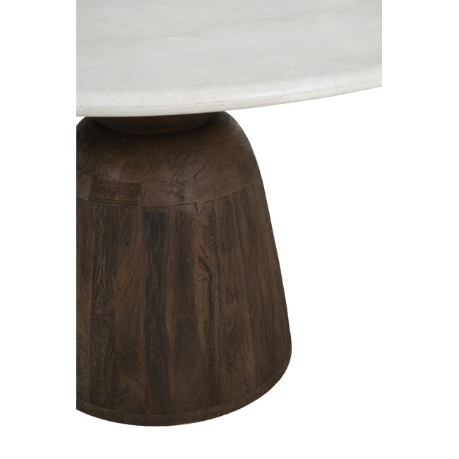 Light en Living Eettafel Ø120x76 cm SOY marmer zand+mango hout choco bruin