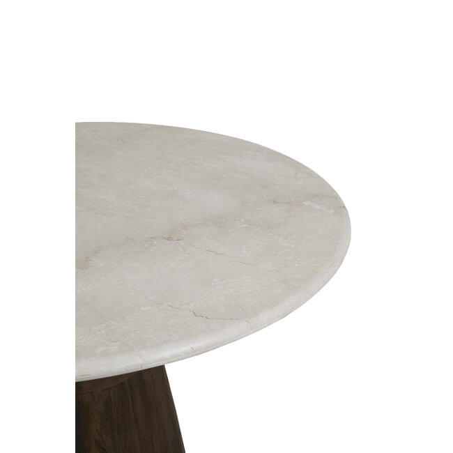Light en Living Eettafel Ø120x76 cm SOY marmer zand+mango hout choco bruin