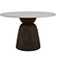 Light en Living Eettafel Ø120x76 cm SOY marmer zand+mango hout choco bruin