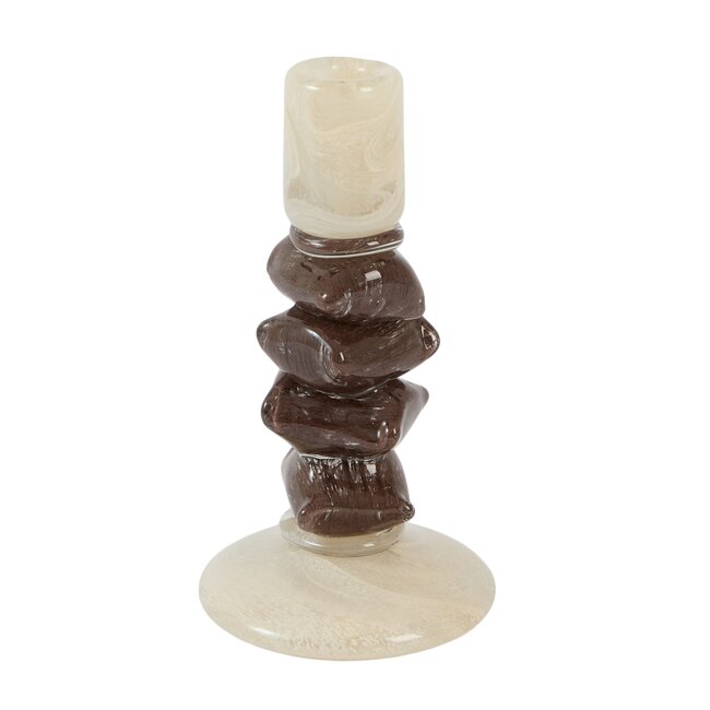 Light en Living Kandelaar Ø11,5x23 cm ESTINA crème+donker bruin