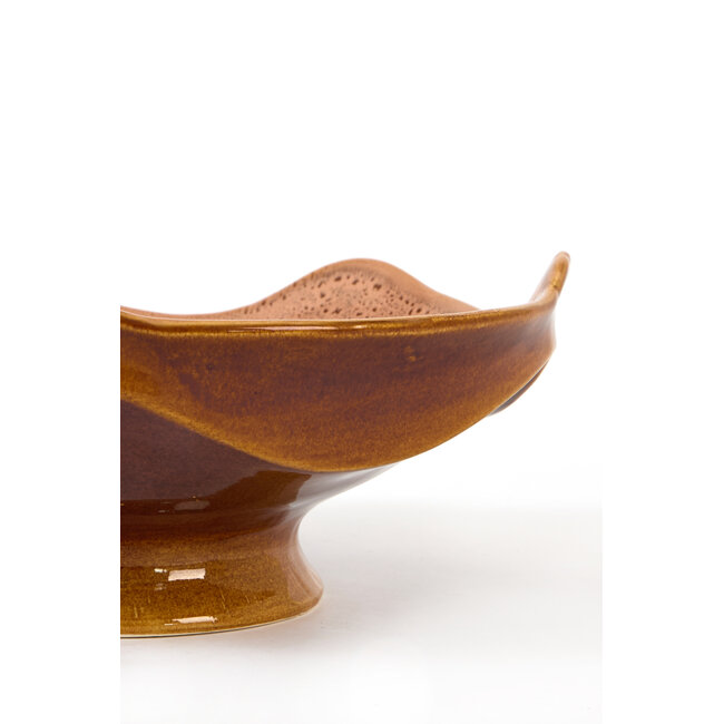 Light en Living Schaal op voet 36x33,5x14 cm SARAG keramiek oud roze+cognac