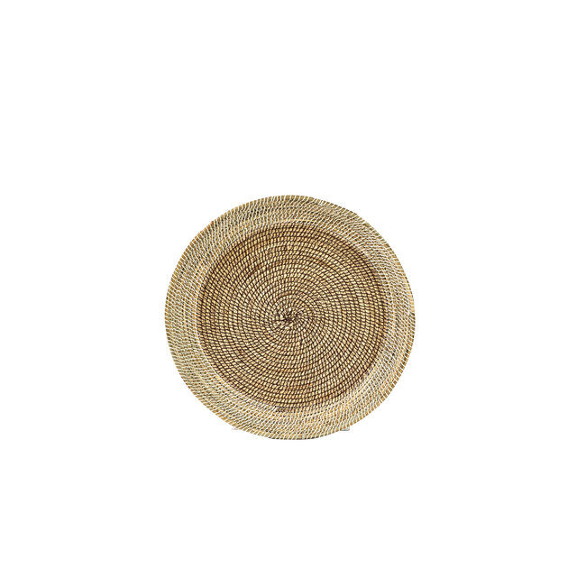 Light en Living Schaal/wandorn Set van 2 Ø40x4,5+Ø50x6 cm BURICA zeegras nat+crème