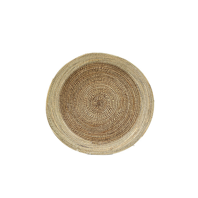 Light en Living Schaal/wandorn Set van 2 Ø40x4,5+Ø50x6 cm BURICA zeegras nat+crème