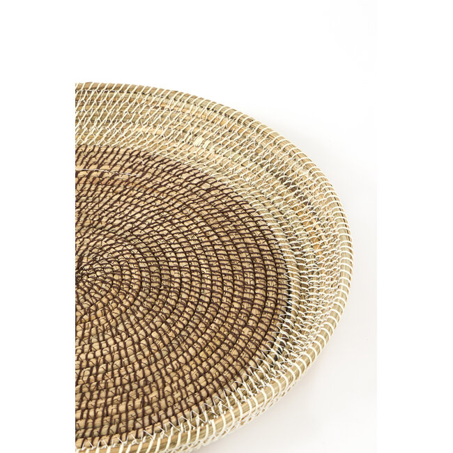 Light en Living Schaal/wandorn Set van 2 Ø40x4,5+Ø50x6 cm BURICA zeegras nat+crème