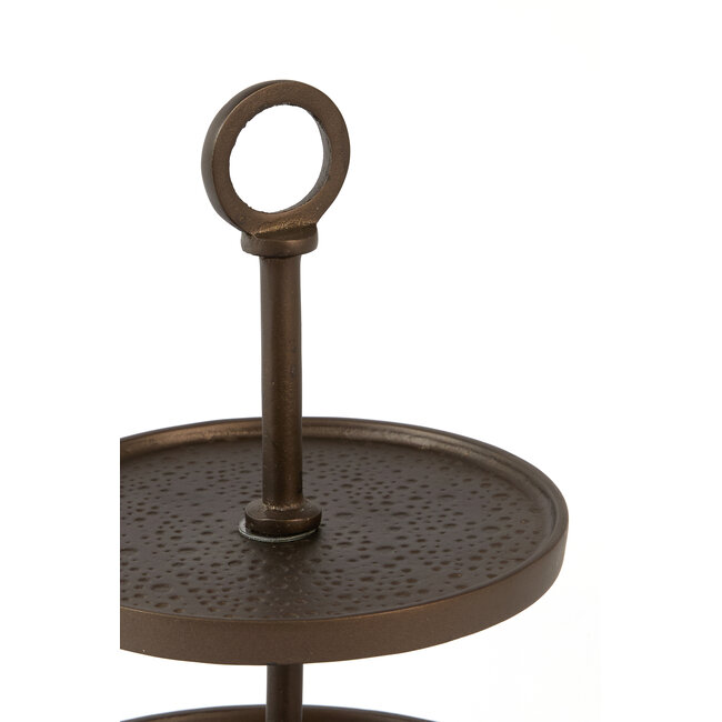 Light en Living Etagère 2 laags Ø24x37 cm LUTEK mat bruin-brons