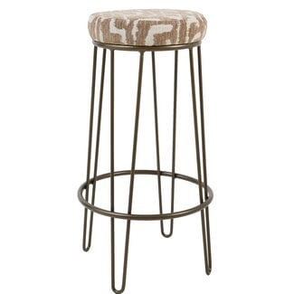 Light en Living Barkruk Ø41x73 cm ALICE groen-grijs+beige+bruin-brons