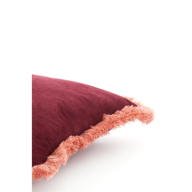 Light en Living Kussen 45x45 cm LIENA velvet bordeaux-licht roze