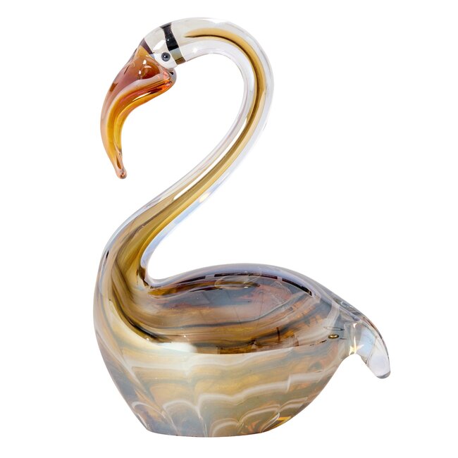 Light en Living Ornament 12x7x17 cm SWAN glas bruin+crème