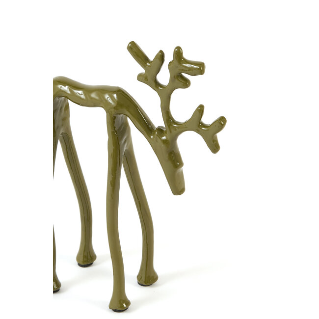 Light en Living Ornament 15x6x20 cm DEER glans olijf groen