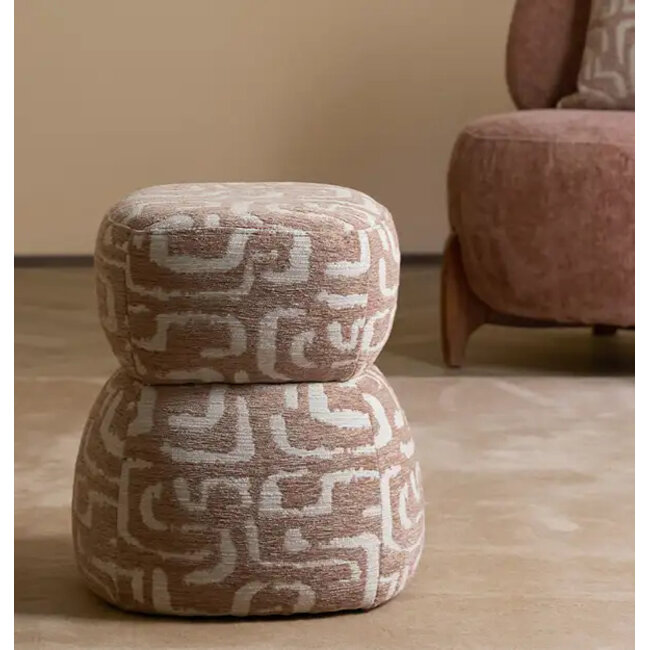 Light en Living Poef Ø40x46 cm LEYLA terra+beige