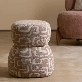 Light en Living Poef Ø40x46 cm LEYLA terra+beige