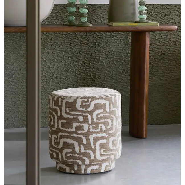 Light en Living Poef Ø40x44 cm DAVONTE groen-grijs+beige