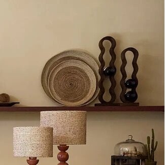 Light en Living Schaal/wandorn Set van 2 Ø40x4,5+Ø50x6 cm BURICA zeegras nat+crème