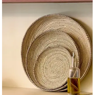 Light en Living Schaal/wandorn Set van 3 Ø25x3,5+Ø35x6+Ø45x7 cm BURICA zeegras nat