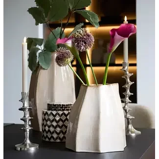 Light en Living Vaas deco 25,5x22x27 cm CHIADO glans beige