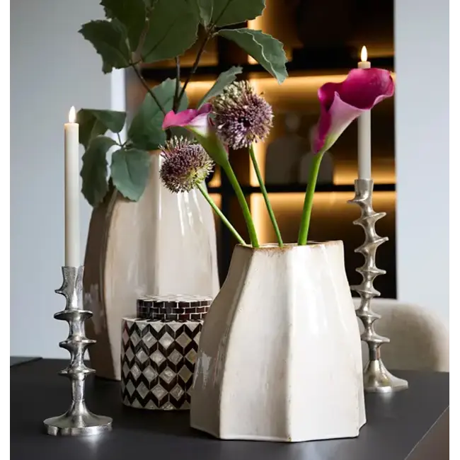 Light en Living Vaas deco 25,5x22x27 cm CHIADO glans beige