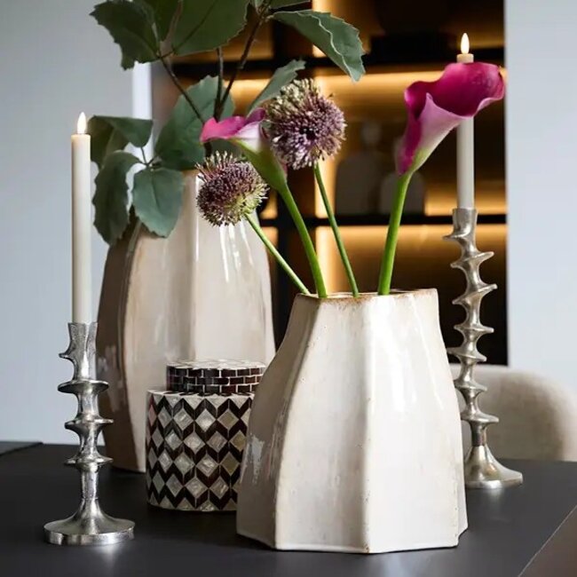 Light en Living Vaas deco 25,5x21,5x42,5 cm CHIADO  glans beige