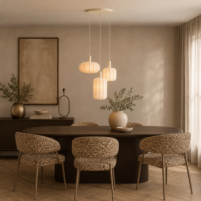 Light en Living Hanglamp 3L Ø38x34 cm TUFIA linnen cream