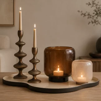 By Boo Vaas  / Windlicht Solenne groot - bruin