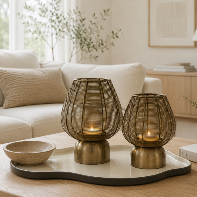 Light en Living Windlicht Suneko antiek brons - 2 maten