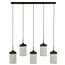 Light en Living Hanglamp 5L 117x10x27 cm DANIA houtprint donkerbruin+touw crème
