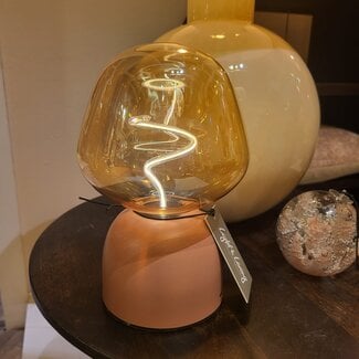 Light en Living Tafellamp LED Ø12,5x19,5 cm VAZYR terra+glas amber