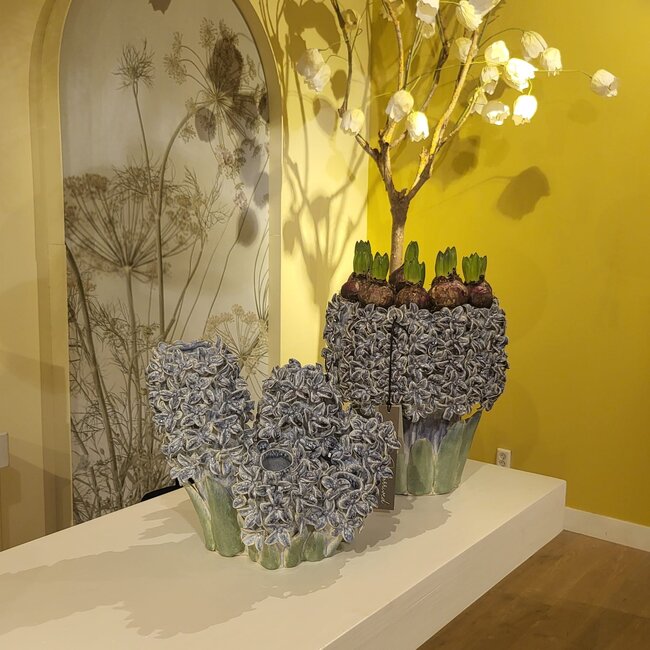Light en Living Vaas deco 35,5x32x41 cm FLOWER keramiek blauw+groen