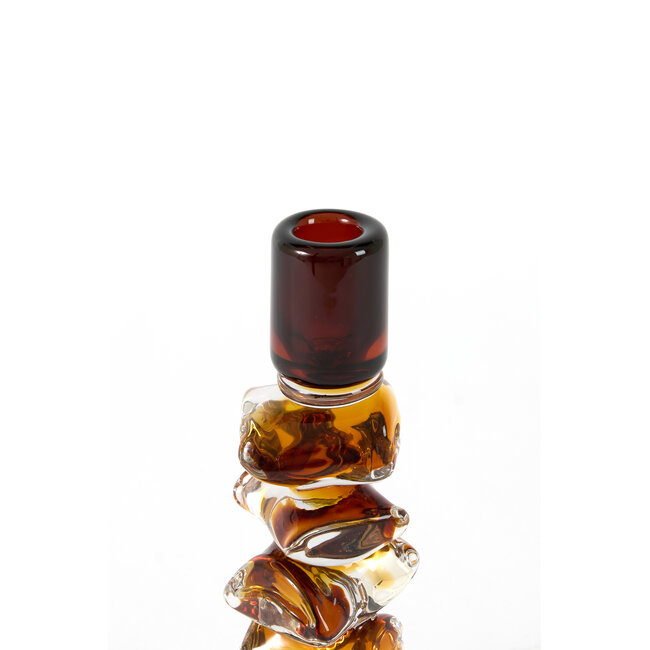 Light en Living Kandelaar Ø11x22 cm ESTIVA glas amber+donker bruin