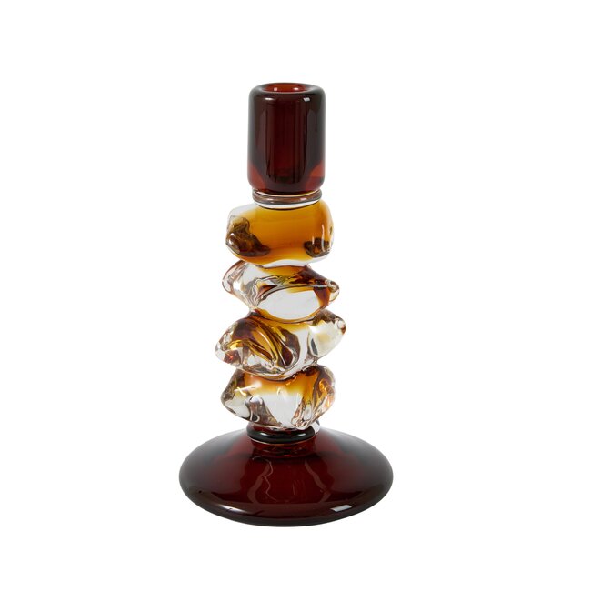 Light en Living Kandelaar Ø11x22 cm ESTIVA glas amber+donker bruin