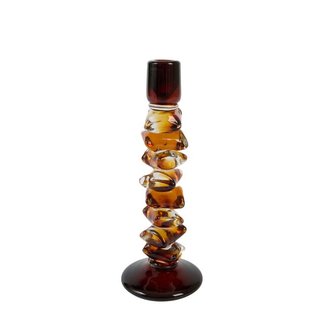 Light en Living Kandelaar Ø12x34 cm ESTIVA glas amber+donker bruin
