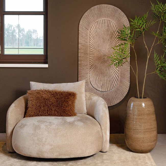 PTMD Wandpaneel Dishita Creme MDF Dubbel ovaal