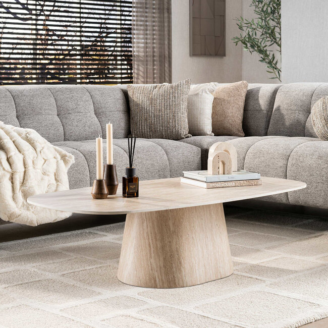 WoonStijl Salontafel Centro 135cm 3D keramiek travertin