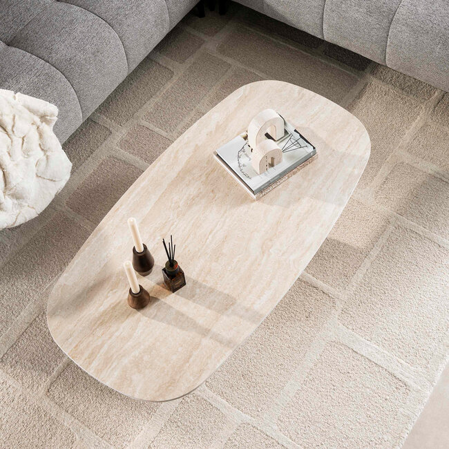 WoonStijl Salontafel Centro 135cm 3D keramiek travertin
