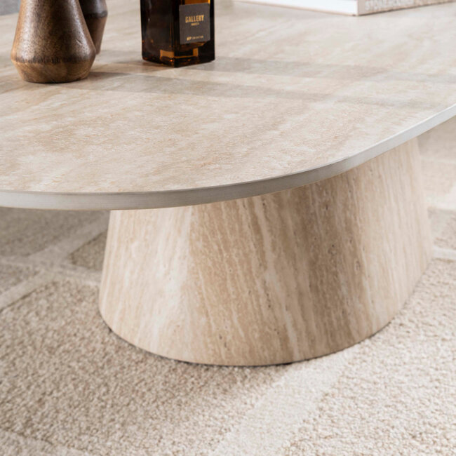 WoonStijl Salontafel Centro 135cm 3D keramiek travertin