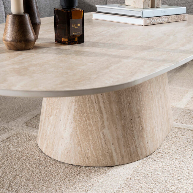 WoonStijl Salontafel Centro 135cm 3D keramiek travertin