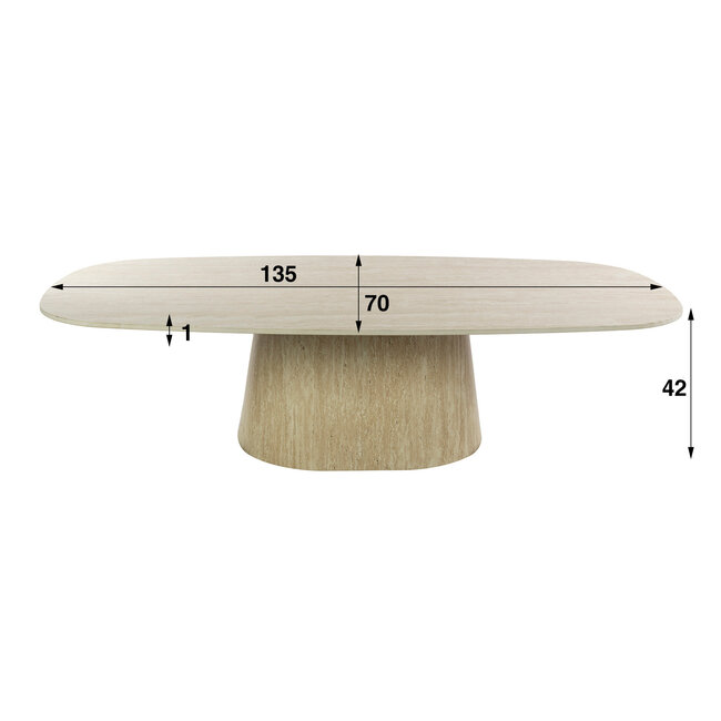 WoonStijl Salontafel Centro 135cm 3D keramiek travertin