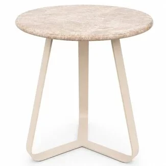 PTMD Bijzettafel Kae Beige marmer rond