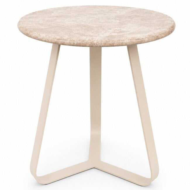 PTMD Bijzettafel Kae Beige marmer rond