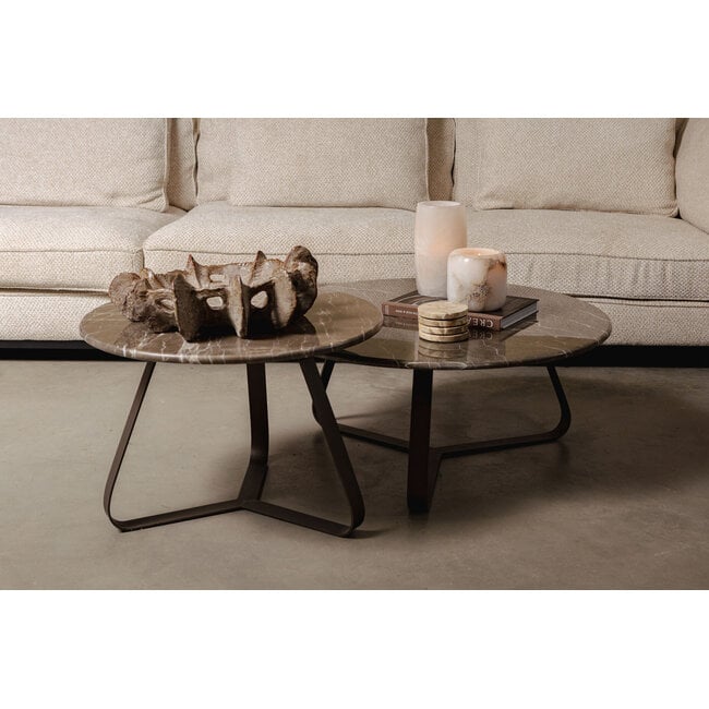 PTMD Salontafel Kae Marmer donkerbruin rond S