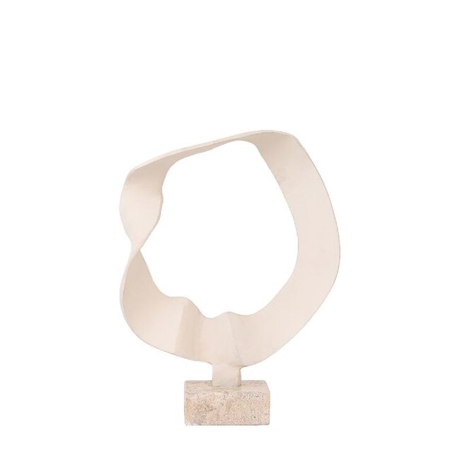 PTMD Ornament Vae Beige gegoten aluminium op travertin voet S