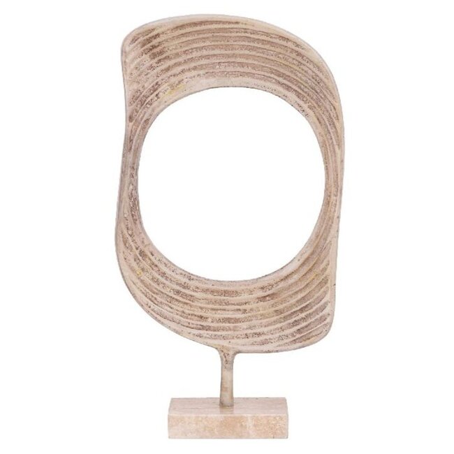 PTMD Ornament Monah Beige gegoten aluminium op travertin voet L