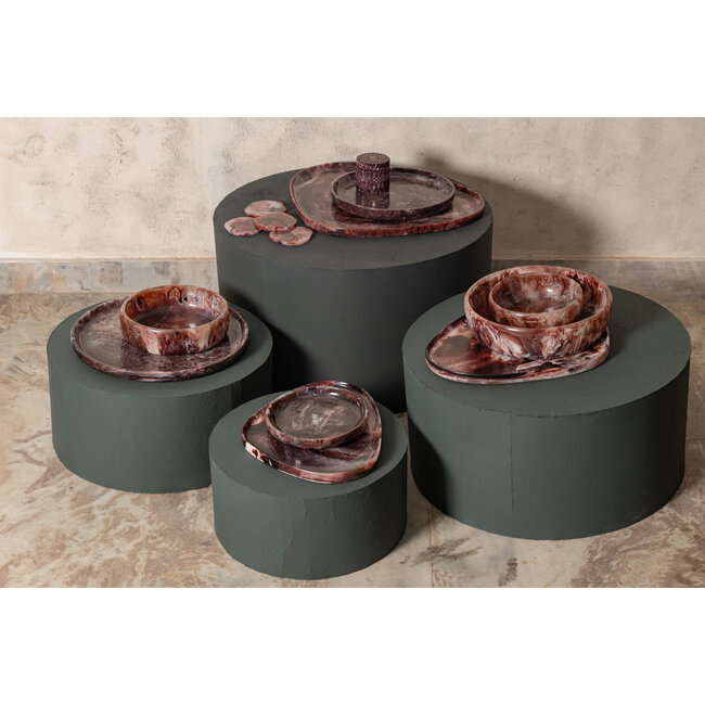 PTMD Onderzetter Damiel Burgundy organisch – set van 4