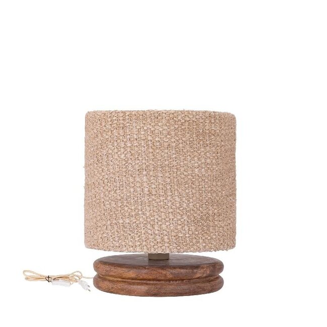PTMD Tafellamp Devi Taupe op houten voet laag