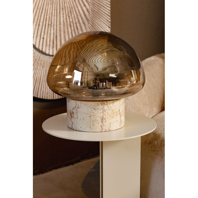 PTMD Tafellamp Jobani Beige marmer met glas L
