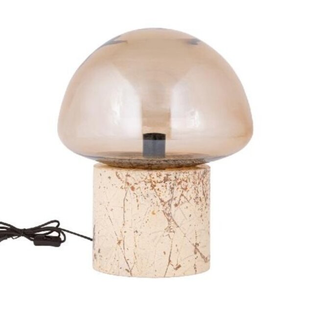 PTMD Tafellamp Jobani Beige marmer met glas S